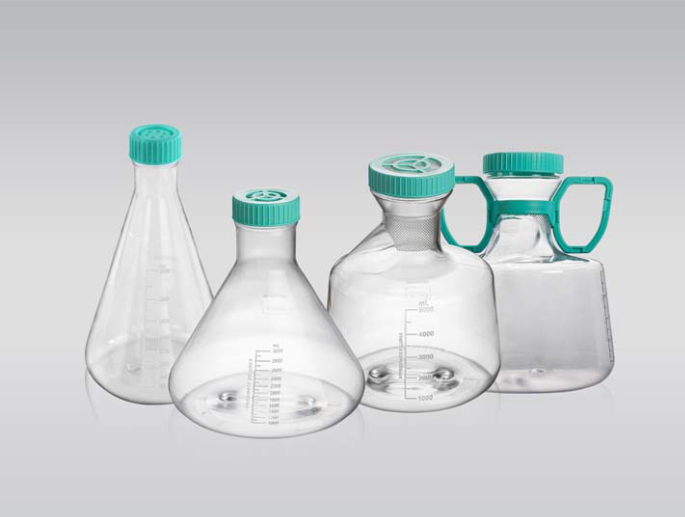 2L Polycarbonate Erlenmyer Flask with Vent cap, Flat Bottom, DNase/RNase free, Sterile, Individually Packed, Box of 6