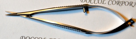 Micro dissecting spring scissors with 0.15x7.5mm straight blades