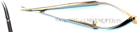 Micro dissecting spring scissors with 0.15x7.5mm curved blades