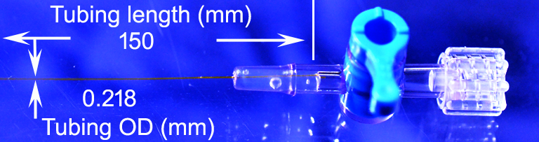 PI-218 microcatheter 150 mm connected to 1-way stopcock