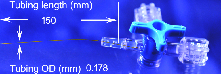 PI-178 microcatheter 150 mm connected to 4-way stopcock