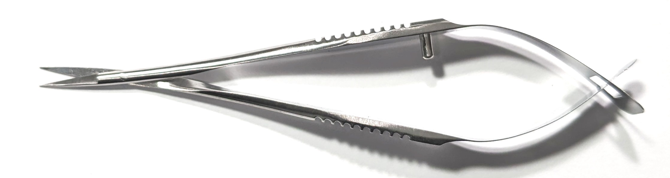 Micro dissecting spring scissors with 0.15x7.5mm straight blades